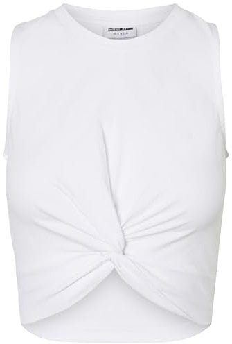 NOISY MAY Damen Nmtwiggi S/L Top Noos T-Shirt, Bright White, M EU