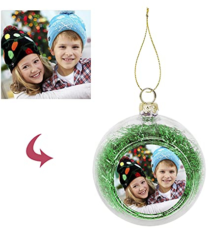 Personalisierte Weihnachtskugel mit Foto, Ø 8cm, Benutzerdefinierter Christbaumkugel, Individueller Weihnachtsbaumschmuck Fotokugeln, Geschenk Benutzerdefinierte DIY