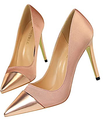 Scarpe con Tacco Alto da Donna per Occasioni Formali da Donna Décolleté con Tacco a Spillo da Ufficio,Rose Gold,38.5 EU