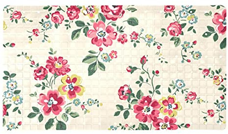 Wasserfarbener, roter Blumenteppich, rutschfest, Badvorleger, saugfähig, 40,6 x 71,1 cm