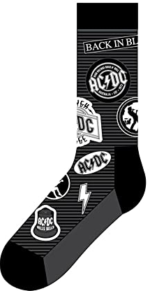 AC/DC Socks Icons Band Logo Official Unisex Black (UK Size 7-11) One Size