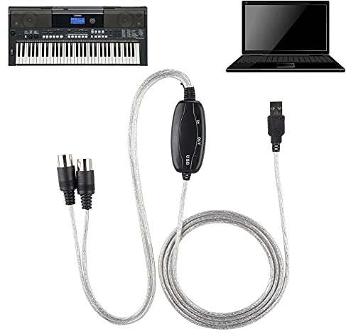CHICIRIS Cable MIDI a USB, Adaptador de Interfaz de Línea de Edición de Música Cable MIDI, para un Verdadero Plug & Play