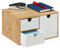 Relaxdays Schubladenbox, Bambus & MDF, Mini Kommode 3 Schubladen, HBT: 14,5x25x20 cm, Schreibtisch Organizer, Natur/weiß