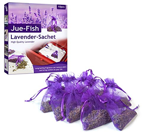Voiakiu Lavendelsäckchen mit Premium Lavendelblüten zum Mottenschutz gegen Motten im Kleiderschrank, 10x Lavendel Säckchen für Entspannung und Schlaf