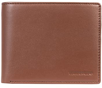 Leandro Lido Kunstleder Geldbeutel Kartenhalter Geldbörse Herren, Damen mit Münzfach, Sichtfach, dünn, klein, kompakt, minimalistisch mit Geschenkbox Classic Brieftasche (Braun)