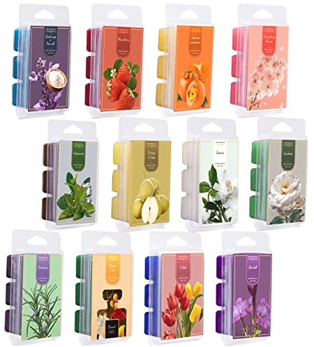 Amzeeniu Duftwachs Wax Melts Duftwachswürfel,100% Sojawachs Raumduft Duftkerze 12 Pack Verschiedene Düfte Geschenk Set für Raumdüfte,Hochzeiten,Geburtstag,Valentinstag,Weihnachten,Duftlampen Scented