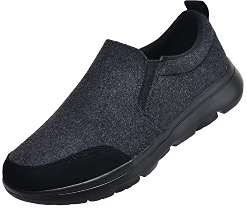 Wryweir Herren Low-Top Casual Walking Schuhe Slip-on Fashion Herren Turnschuhe Winter Sneakers, A Schwarz, 42 2/3 EU