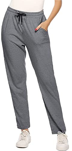 FGFD&OU Pantaloni Donna Cotone Pantaloni Sportivi Joggers Elasticizzato Pantaloni da Tuta Donna per Jogging Fitness Sport Yoga Pantaloni Lunghi per Estivi e Inverno (Grigio Profondo, L)