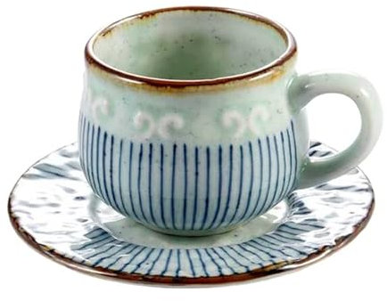 MOLUO Tasses en céramique poterie Traditionnelle Tasses à thé japonaises Artisanat Tasses en Porcelaine Fonte pour Ensemble Soupe avec poignées Vaisselle