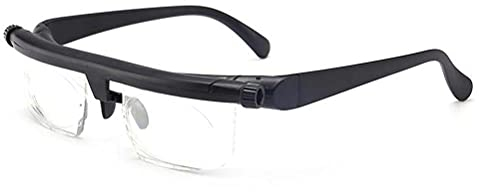 Boxwizard Einstellbarer Fokus Lesebrille -6D Bis + 3D Variable Objektivkorrekturbrillen Computer Lesen Driving Lesebrille für Distanz-Lesung(Transparente Folie mit schwarzem Rahmen)