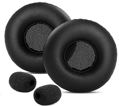 TaiZiChangQin Ohrpolster Mikrofon Schaumstoff Ersatz Kompatibel mit Taotronics TT-BH041 Bluetooth Wireless Mono Kopfhörer (Schwarz Protein Leder)