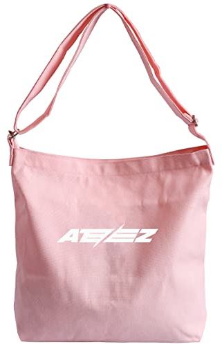 ZHENGGE Kpop ATEEZ Merchandise Canvas Schultertasche Hobo Crossbody Handtasche Casual Tote, rose, 15.2 x 3.5 x 13.4
