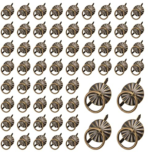 URROMA 60 Pcs Antique Bronze Metall Ring Pull Griffe, Schublade zieht für Schmuck Box Chest Schrank Schublade Griff Ring Bronze-farbig