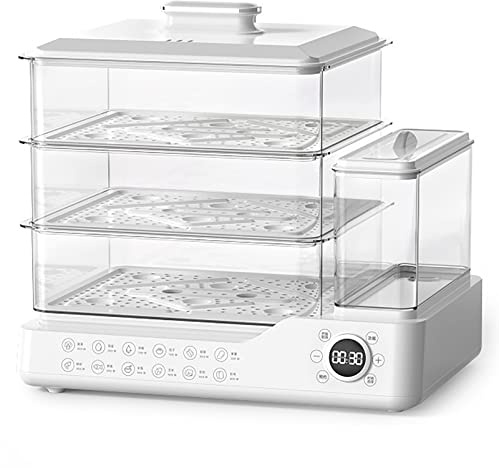 BETRAM Vaporera eléctrica de 24 l con 3 Niveles, Pantalla táctil, depósito de Agua Independiente, Cita Inteligente, Bandeja de Goteo extraíble y vaporera, para arroz, Verduras, Carne, Pescado 800 W