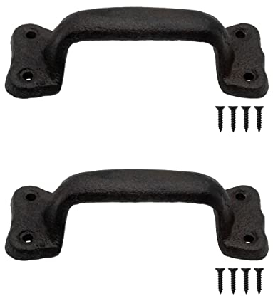 FUXXER® Massive Tür-Griffe, Guss-Eisen, Antik-Design, 140 x 38 mm, 2er Set, schwarz