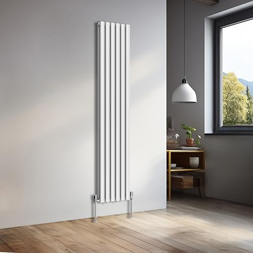 NRG 1800x354mm Vertical Oval Double Panel Heater Column Radiator Central Heating Radiators Designer Tall Radiators White