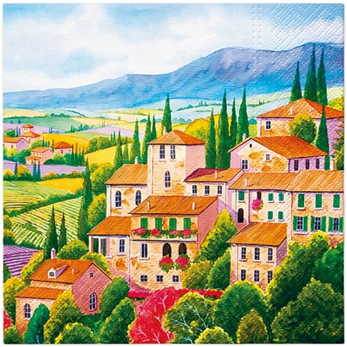 20 Servietten Städte & Länder Italienische Kleinstadt als Tischdeko. Papierservietten mit Motiv. Auch für Decoupage und Serviettentechnik 33x33cm