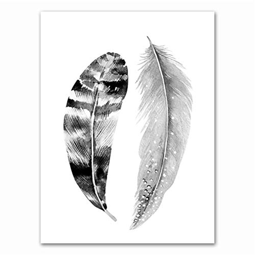 Navia-Poster, nordisches Poster, Schwarz-Weiß-Bild, Feder-Wandbild, abstrakter Kunstdruck, Wohnzimmer-Wanddekoration (Farbe: Stil 2, Größe: 50 x 70 cm, rahmenlos) (Stil 2, 50 x 70 cm, rahmenlos)