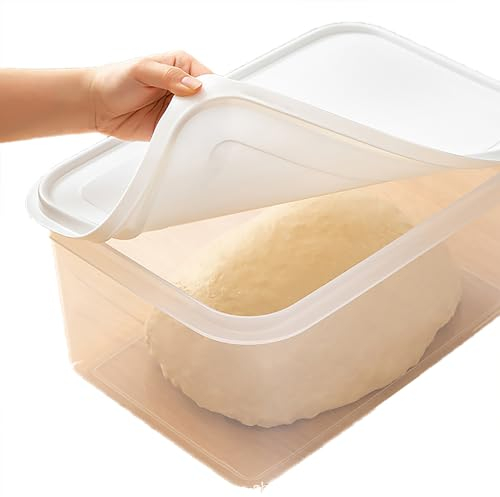 PLABNK Teiggärbox (transparent), Mit Deckel/oberer Öffnung, 4 L/7,5 L/12,5 L, Versiegelt/wasserdicht Und Leicht Zu Reinigen, Zum Teiggehen, Aufbewahren Von Obst/Gemüse Und Kosmetika,4L