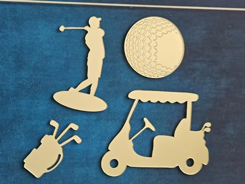 Golf Set Cake Charms Acrylic Golf Set Birthday Cake Topper Decorations (Gold Mirror Acryl)