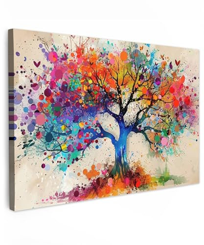 MuchoWow© Cuadros Decoracion Salon Modernos 120x80 cm para Dormitorios Cuadro Decorativos de Salon Lienzos Decorativo Pared Comedor Decoracion Pasillo Acuarela - Arte - Arbol de la vida