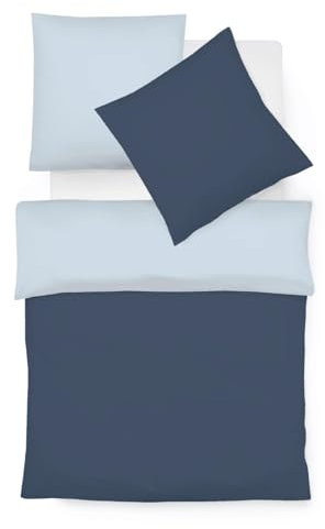 liebling Halbleinen Bettwäsche 155 x 200 + 1 x 80 x 80 cm, Farbe Navy-bleu, Bettbezug aus 50% Leinen & 50% Baumwolle, kühlend & atmungsaktiv, waschbar 60 Grad, Ökotex 100