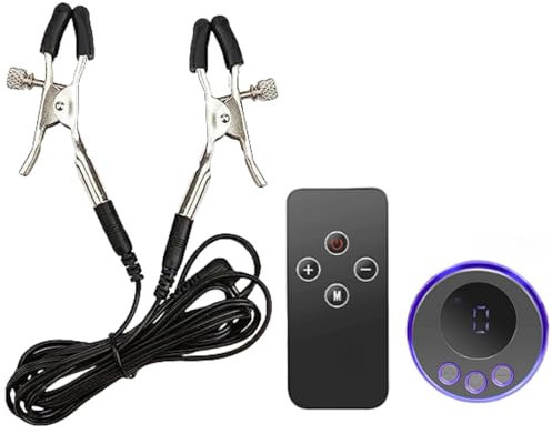 Électrostimulation Pinces À Tétons, Electro Shock Clitoris/Pinces À Tétons avec Hôte et Télécommande Extreme SM Bondage Set, Réglable Pinces à Seins Stimulateurs Jouet sexuel pour femmes et hommes