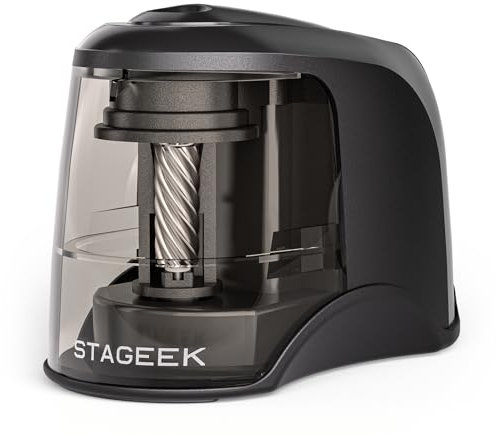 STAGEEK Elektrischer anspitzer mit behälter,Batteriespitzer für 6-8mm Bleistifte/Buntstifte,elektrischer spitzer mit dose,Batterie und USB Zwei Mode,Autostopp,office,schwarz