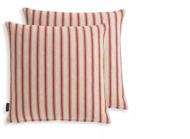 JAYOGLA Red Dye Yarn Stipe Cushion Cover In A Red Dye Yarn Stripe To Bring A Relaxed And Timeless Feel To A Classic - 2 Pack - 43x43cm