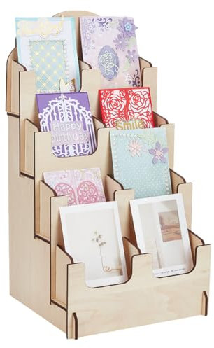 PH PandaHall 4 Stufiger Karten /Fotoständer Mehrzweck Präsentationsständer Aus Holz Halter Für Broschürenaufkleber Tragbarer Präsentationsständer Für Verkäufer 45x23.3x24cm