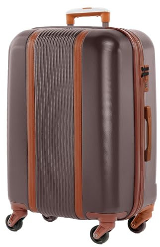 FERGÉ Handgepäck-Koffer Hartschale Milano Bordgepäck Rollkoffer 55 cm Reisekoffer Kabinen-Trolley 4 Rollen 100% ABS café