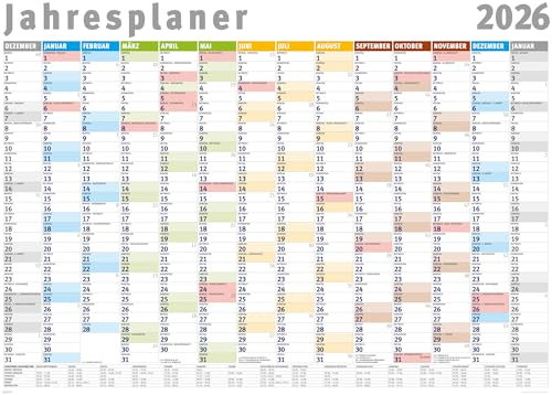 Jahresplaner 2026 - Wandplaner Kalender - Giant XXL Poster - Grösse 140x100 cm