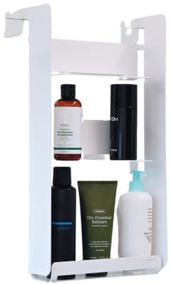 Radius® Duschregal Ohne Bohren Duschablage zum hängen Badezimmer Organizer Shampoo Halterung Dusche Duschkorb Halterung Shower Shelf zum selbst knicken mit Haken (weiß)