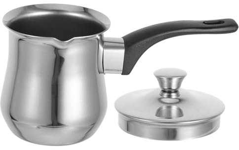 Alipis Multifunctional 360ml Turkish Coffee Pot Stainless Steel Milk Kettle Lid for Home Office