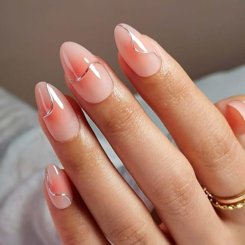 MOYOU LONDON Gel Press On Nails - Elegant Short Almond Shape, Long-lasting & Comfortable Soft Fake Nails with Glue, Reusable Semi-Transparent Stick On Nails for Women, 32 Pcs in 16 Sizes