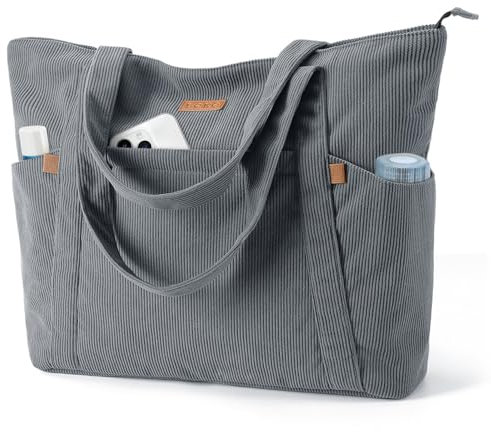Lekespring Laptop Tote Bag for Women - Large Capacity Shoulder Bag with Zip and Pocket for College School Work Travel Shopping(Grey)