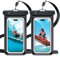 Jrkvniv Pochette Étanche pour Téléphone, Lot de 2 Coque pour iPhone 16e 16 15 14 13 12 Pro Max Plus, pour Samsung Galaxy S25 S24 Ultra, pour Xiaomi Redmi Note 13 et Autres Jusqu'à 7 avec Lanière, Noir