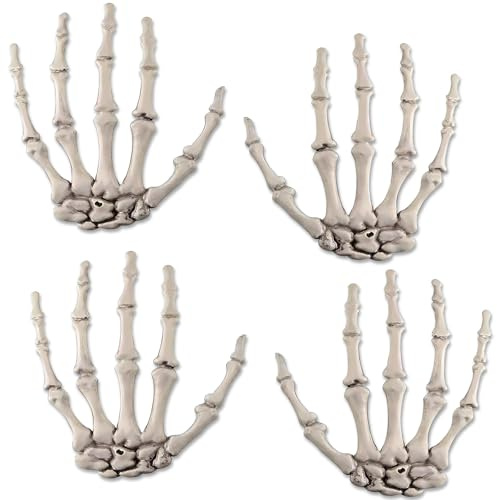 LUYANFX Halloween Skelett Hände Realistische Terror Gruselknochen Skelett Schädel Hände für Halloween Requisiten Dekoration, Halloween Deko Outdoor Horror Skeleton (B)