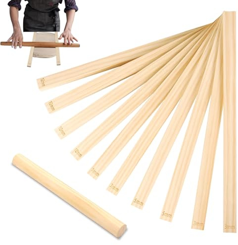 Töpfer Rollführungsstäbe, 10 Stück Holzplatten Töpferwerkzeug, 3/5/7/10/12 mm Rollführungsstäbe Werkzeug Set, Rolling Pin Guides, Ton Werkzeug für DIY Kunsthandwerk, Polymer Clay (5 Größe)