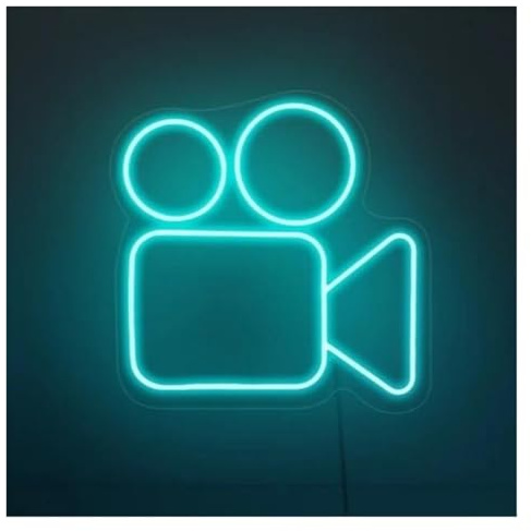 HUANTY Neon Sign Party Decoration Video Camera Neon Sign Photography Camera Light For Bedroom Family Boy Girl Room Wall Decor Signs Illuminated USB Powered 33cmx33cm