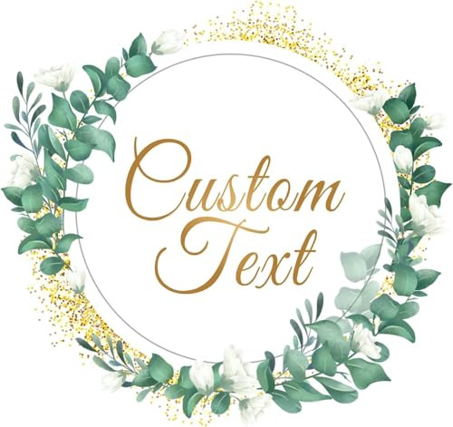 Custom Logo Stickers - Design Your Own Personalized Labels with Text, Image, & Photo - Waterproof, UV Protected, Fade & Heat Cold Resistant - Pack of 100 (Wreath 22, 51mm)