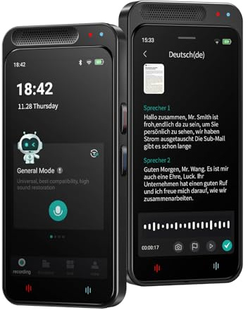 MoStrive Note AI Digitales Diktiergerät mit Schreibfunktion Transkription,Zusammenfassung,Übersetzung Online Offline Arbeit,Unterstützung von 134 Sprachen,AI Recorder für Vorlesungen,Sitzungen