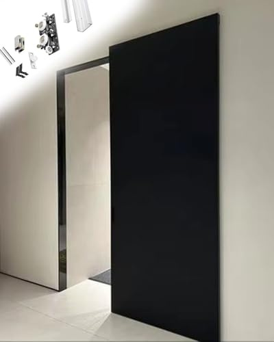 Riel oculto para puerta corredera para armario, kit de herrajes de riel flotante de cierre suave, invisible sin rieles