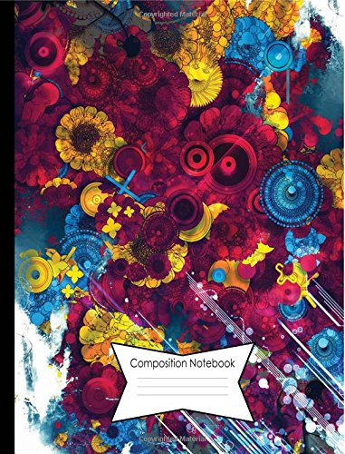 Composition Notebook 140 College Ruled Lined Pages Book (7.44 x 9.69): Hot Pink & Yellow Techno Potpourri Cover Design