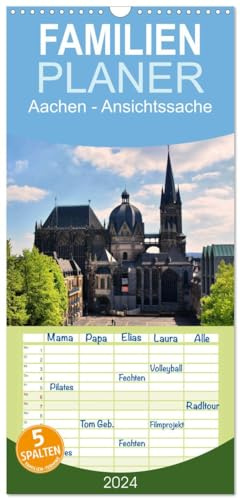Familienplaner 2026 - Aachen - Ansichtssache mit 5 Spalten (Wandkalender, 21 cm x 45 cm), CALVENDO: Spaziergang durch die Kaiserstadt Aachen (CALVENDO Orte)