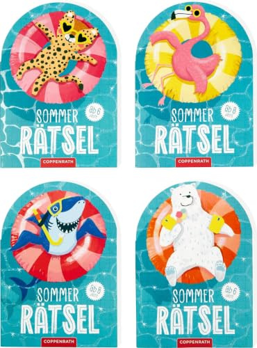 Sommer-Rätsel to go: Eisbär / Hai / Leopard / Flamingo: Sommerliche Rätselblöcke für unterwegs mit Glitzercovern für Kinder ab 6 und 8