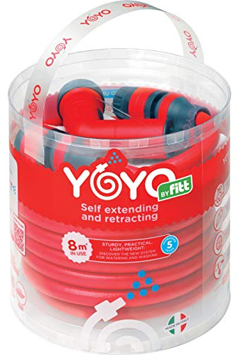 YOYO 8m – Der leichte und robuste, dehnbare Gartenschlauch mit Brause und Schnellkupplung mit Aquastop-System, für Garten, Haus und Reise. Verpackung und Anleitung in englischer Sprache