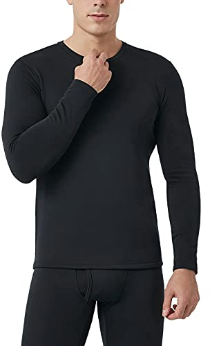 LAPASA Herren Innenfleece Thermo Unterhemd, Thermounterwäsche Oberteil Funktionsunterwäsche M26, Schwarz (Extra warm, 1 Pack Oberteil), L