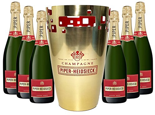 Piper-Heidsieck Champagner Kühler + 6x Piper-Heidsieck Cuvee Brut Champagner 0,75l (12% Vol) -[Enthält Sulfite]