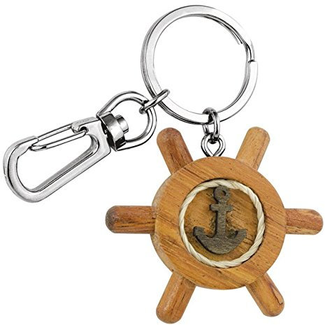 Porte-clés de gouvernail avec ancre en bois cod.EL34035 cm 7x5x1h by Varotto & Co.